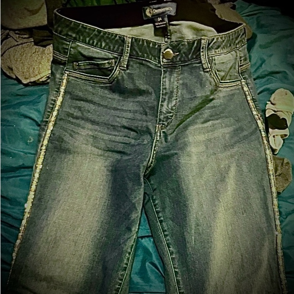 Size 14 Ab Democracy Jeans capris with sparkle stripes down the legs